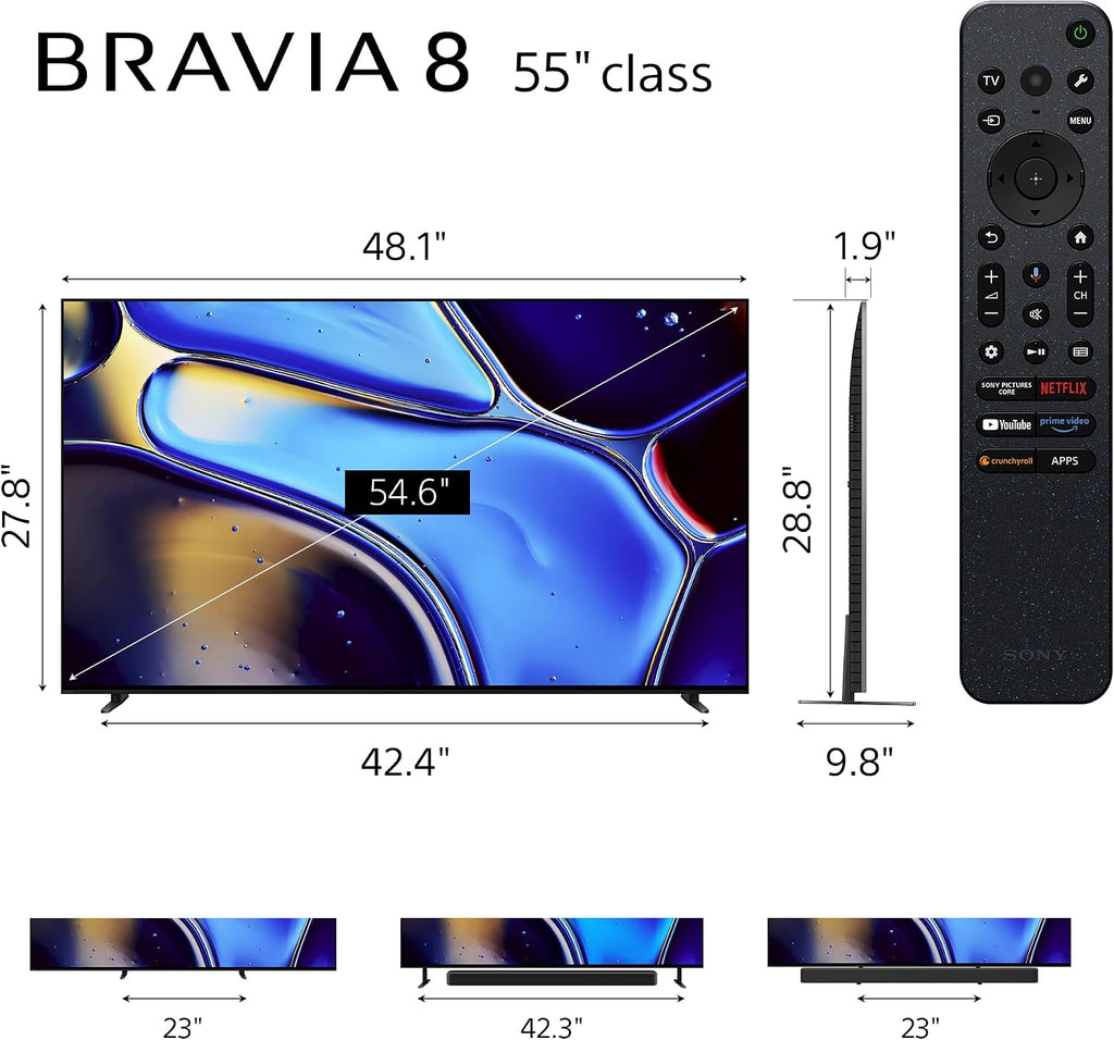 Sony K55XR80 55 Inch IMAX Enhanced Bravia OLED 4K HDR Google TV with a Walts TV FIXED-MOUNT-43-90 TV Mount for 43'-90' Compatible TVs and Walts HDTV Screen Cleaner Kit (2024)