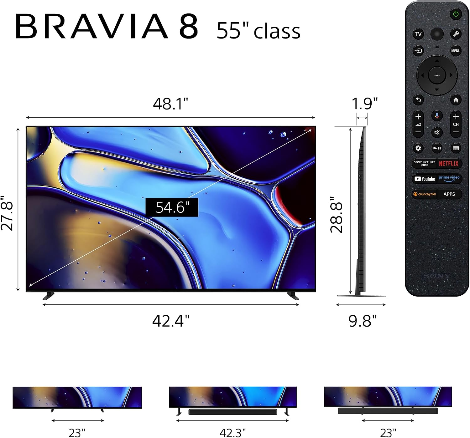 Sony K55XR80 55 Inch IMAX Enhanced Bravia OLED 4K HDR Google TV with a Walts TV FIXED-MOUNT-43-90 TV Mount for 43'-90' Compatible TVs and Walts HDTV Screen Cleaner Kit (2024)