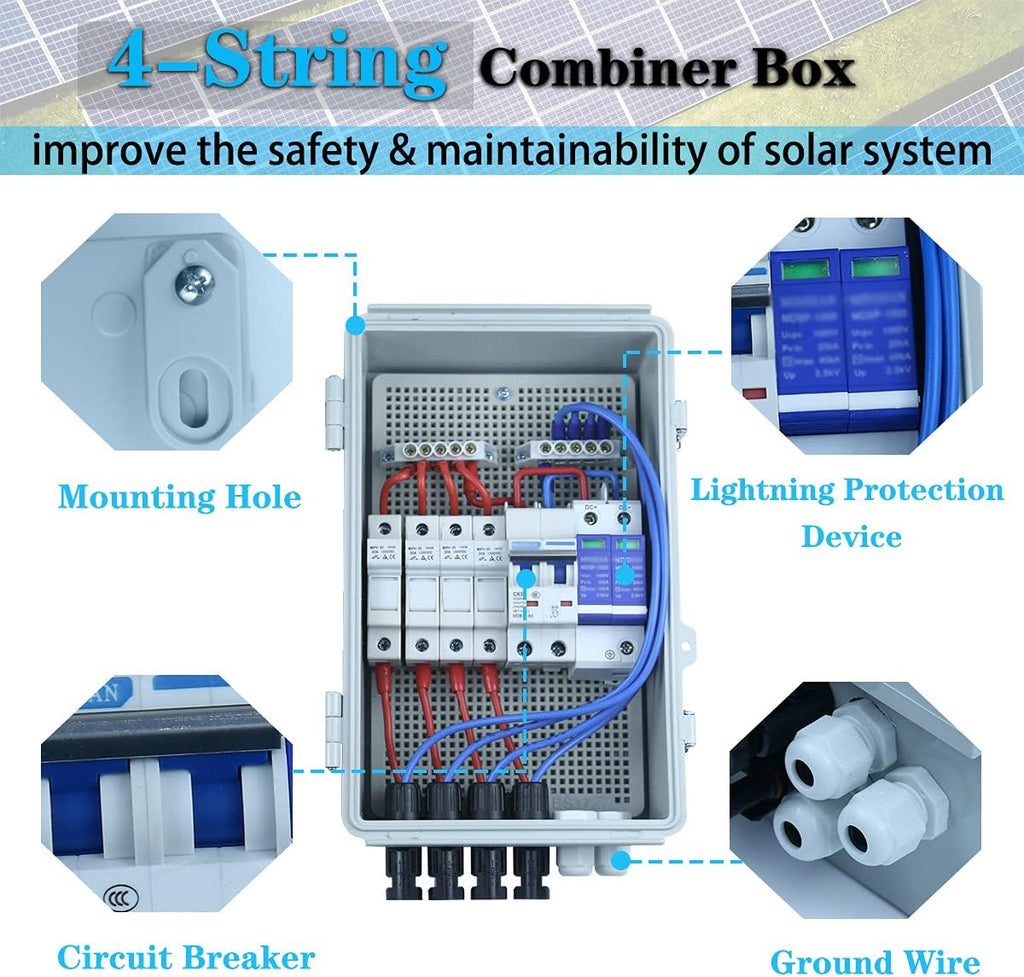 1440W Solar Panel Kit with MPPT Controller for 12V Battery: 12pcs 120W Monocrystalline Solar Panel + 4 String Combiner Box + 60A 12V/24V MPPT Charge Controller