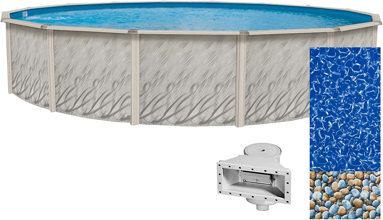 Lake Effect Pools 'Meadows Reprieve' 24' Round Above Ground Swimming Pool | 52' Inch Height | Resin Protected Steel Sided Walls | Includes a Bedrock Overlap Pool Liner and Widemouth Skimmer