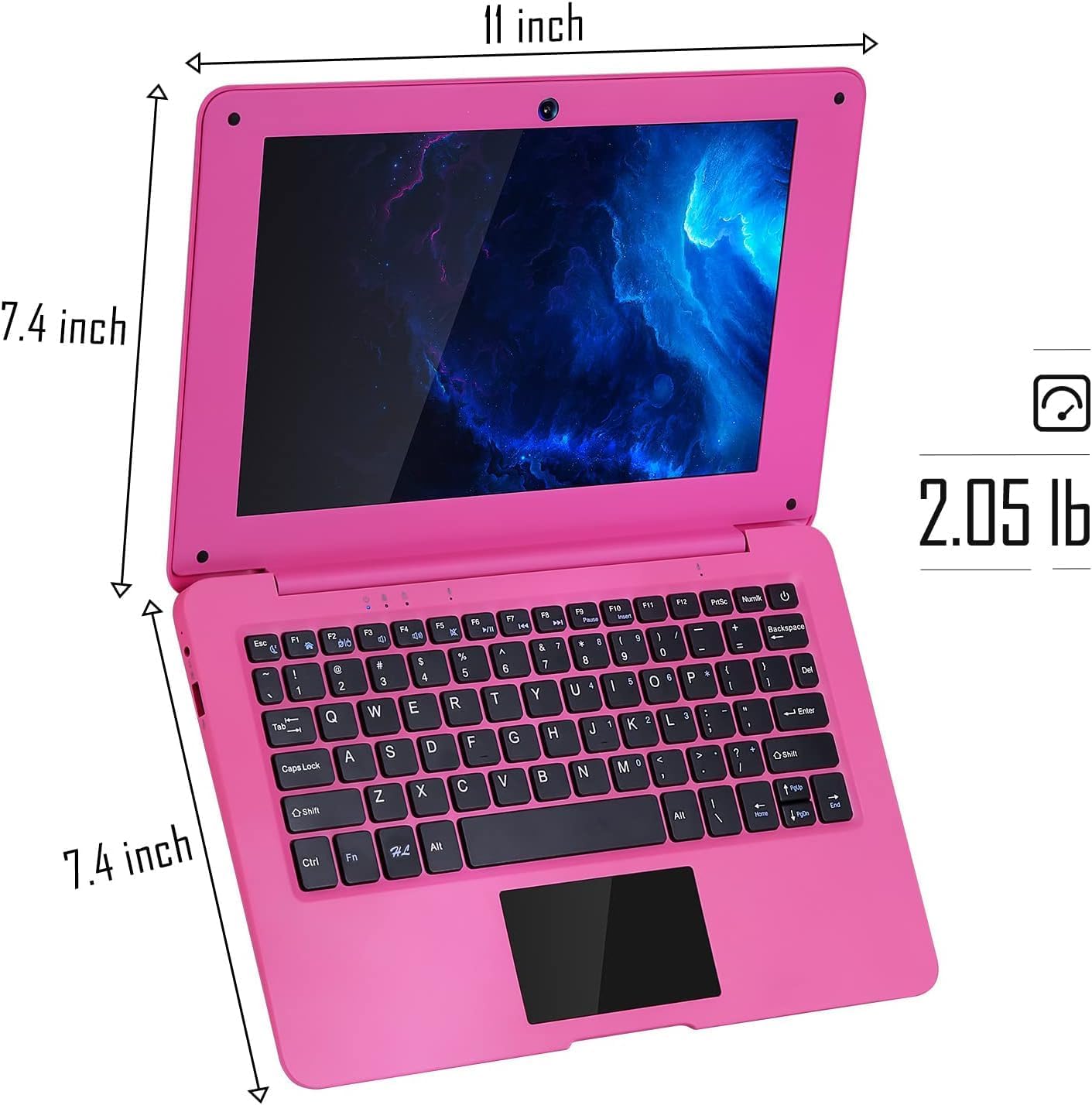 CHIBBS 10.1' Inch Kids Laptop Computer, Netbook Powered by Android 12.0, Quad Core Processor, 2gb Ram + 64gb ROM, Camera, 2* USB, Bluetooth, Wi-Fi- Pink