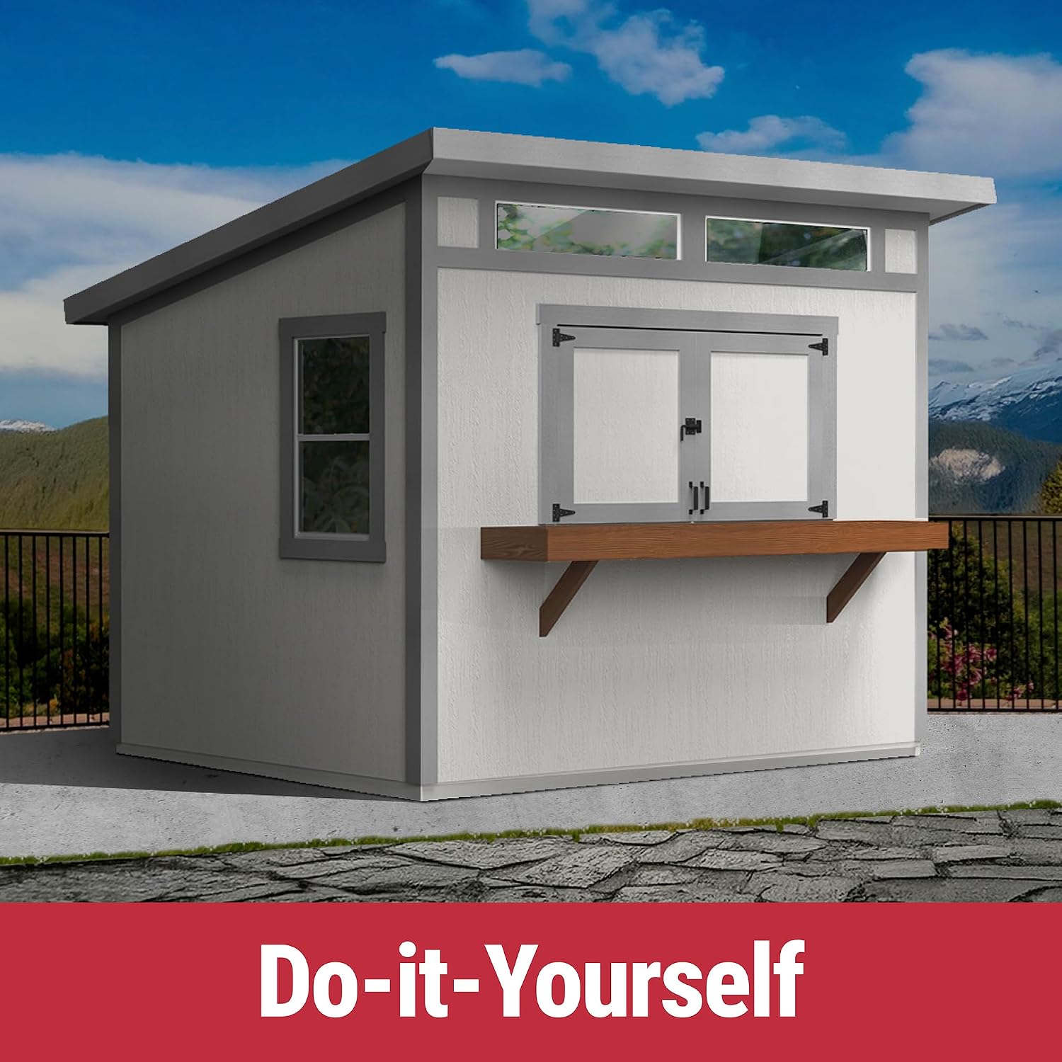 Handy Home Products Key West 10x8 Wooden Bar Shed with Complete Floor kit, 2x4 framing, Does not Include Paint and Roofing Shingles