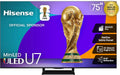 Hisense 75' U7 Mini-LED ULED 4K UHD Best Premium Gaming Google Smart TV (75U75QG, 2025 Model) - QLED, Native 165Hz, VRR 288, Up to 3000 Nits, HDR10+, Dolby Vision IQ · Atmos, IMAX Enhanced, 2.1.2 Ch