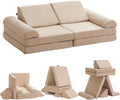 jela Kids Couch Safety Certified Play Couch Soft Kids Sofa with Machine Washable Cover Thick Foam Fort Building Set for Playroom Indoor 57x28x18 Inch (Corduroy, Brown Sugar)