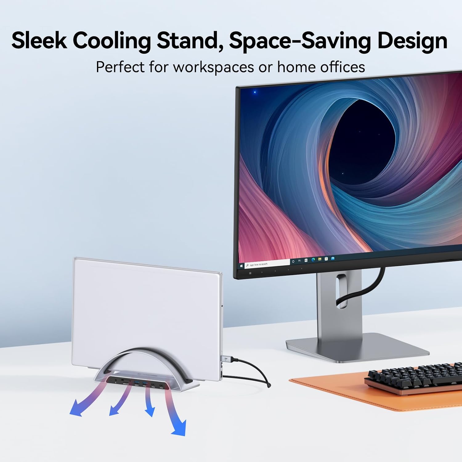 TobenONE Laptop Docking Station Dual Monitor 4K@60Hz with 100W Power Adapter, Vertical Docking Station with HDMI, USB A&C 3.2 Ports, SD/microSD, Audio for Dell/HP/Lenovo/Surface