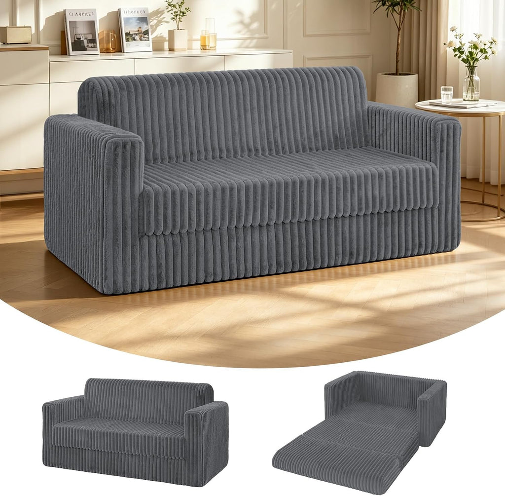 HABUTWAY Folding Sofa Bed, 2 in 1 Convertible Sleeper Chair with Armrest, Portable Fold Out Chair Bed, Comfy Floor Couch, Multi-Functional Lazy Sofa for Living Room Bedroom Dorm Home Office, Grey