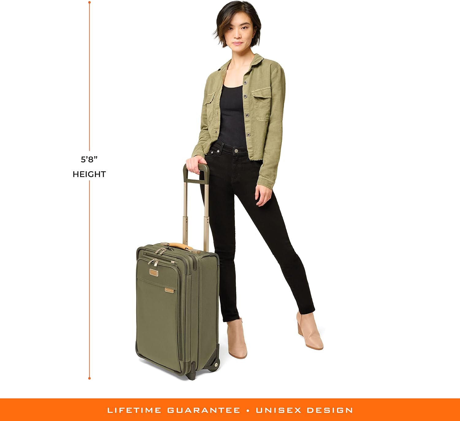 Briggs & Riley Essential 22' 2-Wheel Expandable Carry On - Luggage for Travel, Suitcases with Wheels, Softside Rolling Bag for Men & Women, Self-Repairing Zipper - Baseline Collection, Olive