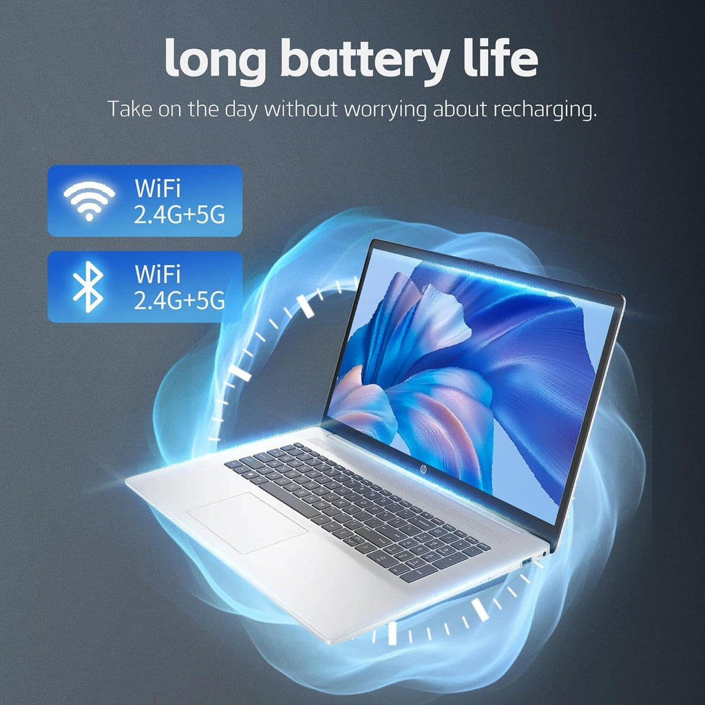 HP 17.3 inch Laptop with Lifetime Office 365 for The Web, Intel 13th 8 Cores i3 CPU (Beat 11th i5), 16GB RAM, 1TB PCIe SSD Storage, 10 Key Number Pad, Windows 11, No Mouse