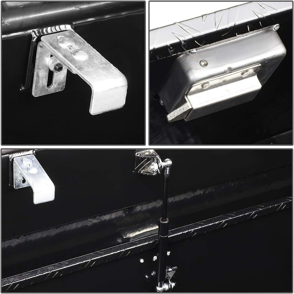 Auto Dynasty 51 x 11 x 15 Inches Powdercoated Aluminum Pickup Truck Bed Trailer Key Lock Storage Tool Box (Black)