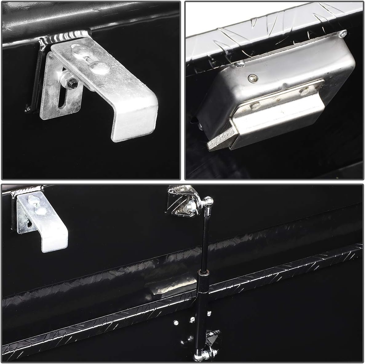 Auto Dynasty 51 x 11 x 15 Inches Powdercoated Aluminum Pickup Truck Bed Trailer Key Lock Storage Tool Box (Black)