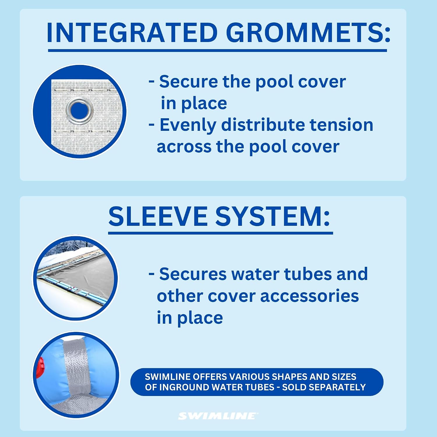 SWIMLINE HYDROTOOLS Silver King Heavy Duty Pool Cover For Above Ground Swimming Pools |35 X 55 FT Cover | Silver / Black | Water Tube Sleeves | UV Protected For 30X50 FT Rectangle Pools | CO143555R