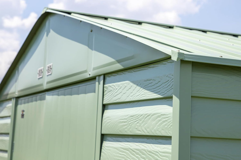 Arrow Select 10' x 12' Outdoor Lockable Steel Storage Shed Building, Sage Green