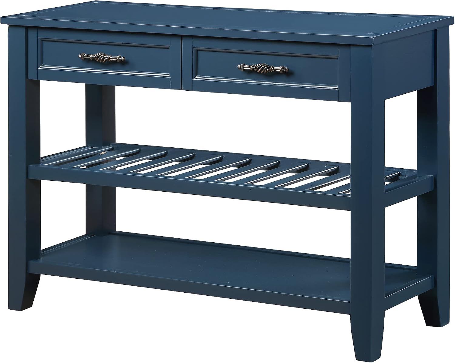 LKTART Solid Wood Console Table Entryway Table with Storage Drawers and Shelves Sofa Table for Entry Hallway Foyer,Behind the Couch Table(42' Navy Blue)