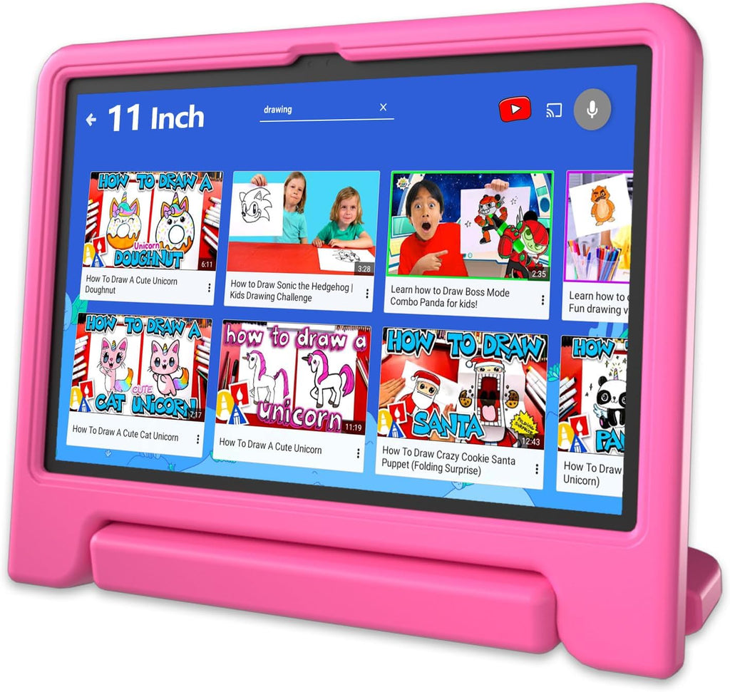 JREN 11' Kids Tablet Android 15– 128GB Storage, 6GB RAM,WiFi & Bluetooth, Parental Controls – Tablet for Kids Teens, Children Tabletas with Case Cameras Pink