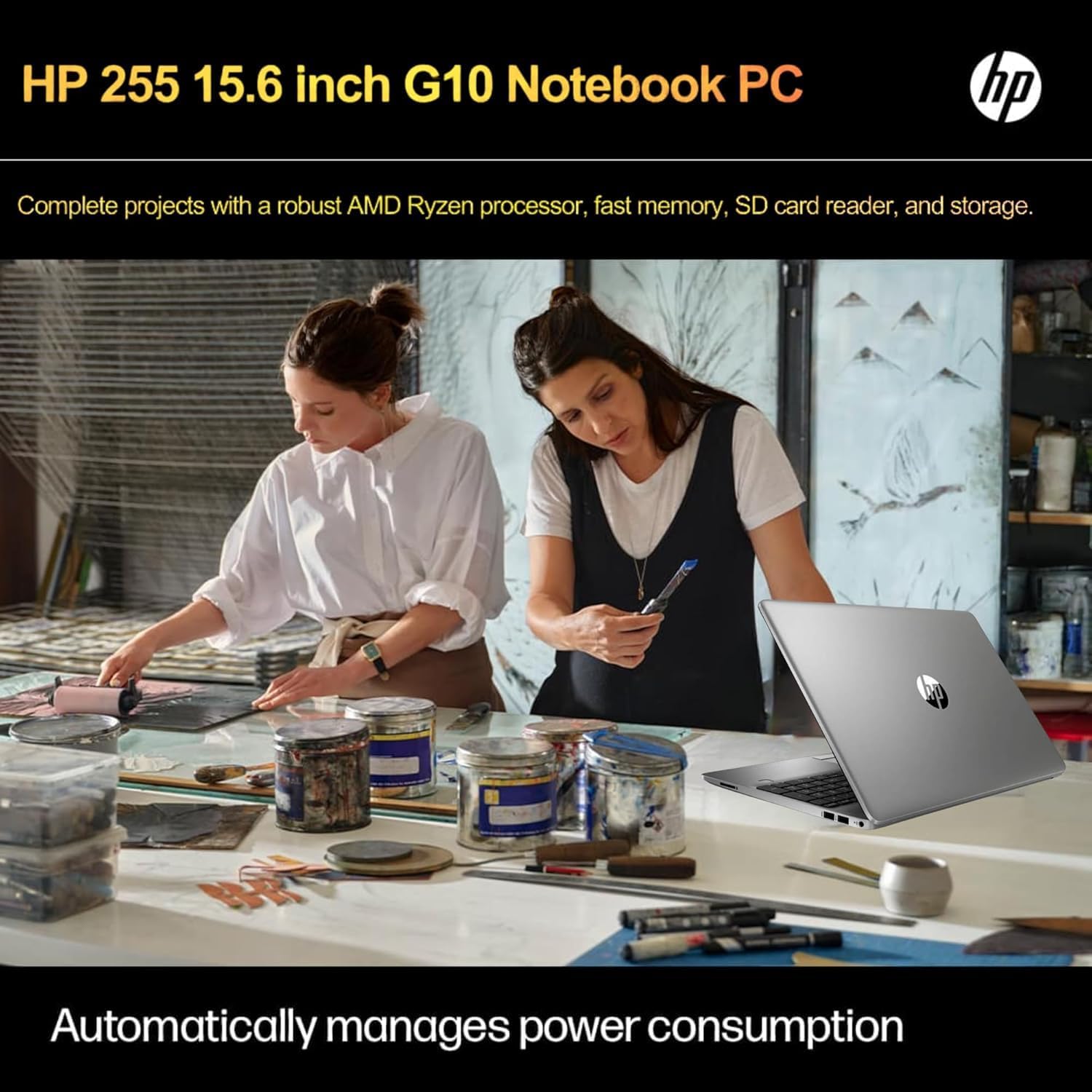 HP 255 G10 Laptop for Home or Work, 64GB RAM, 1TB SSD, 15.6' Full HD, Ryzen 3 7330U (Beat Intel i5-1135G7), HDMI, USB-C, Windows 11 Pro, Business and Fun Ready