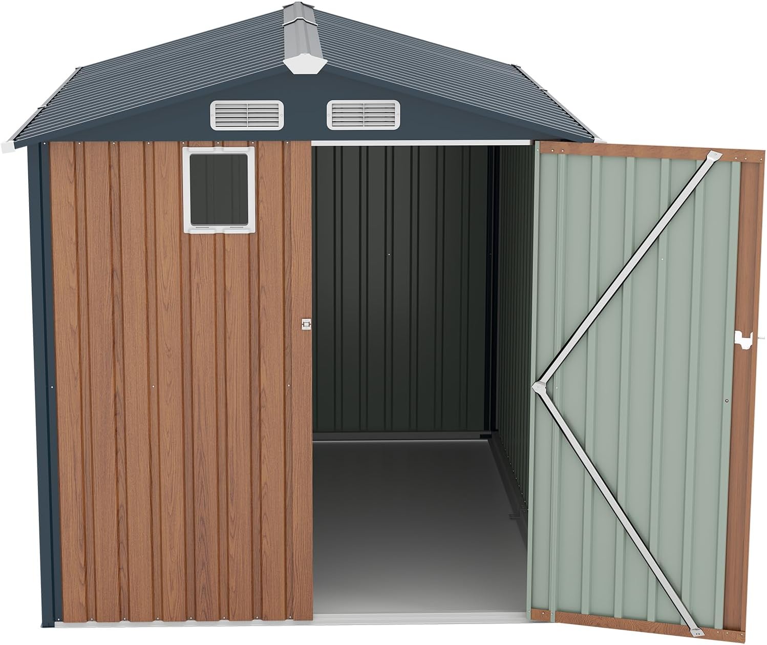 6x8FT Metal Storage Shed - Yellow Outdoor Shed with Lockable Doors, Compact Garden Shed for Backyard/Patio, Sheds & Outdoor Storage with Vents & Clear Window
