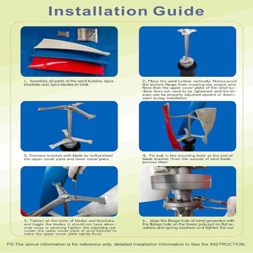 48v,HYZHANHONG Wind Turbine Generator 3000W 12V 24V 48V with 3 Blades 3 Phase Wind Generator Vertical Axis Wind Turbine with Controller Kit for Home Use