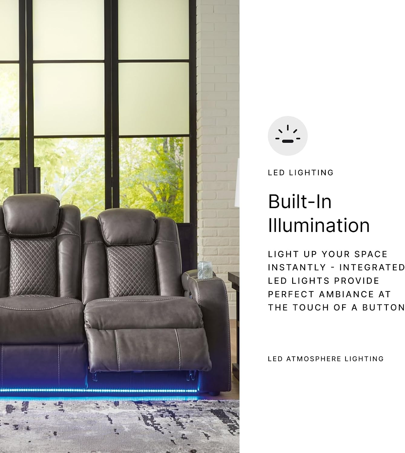 Signature Design by Ashley Fyne-Dyme Contemporary Power Reclining Sofa with USB Charging Ports and Adjustable Headrest, Brown