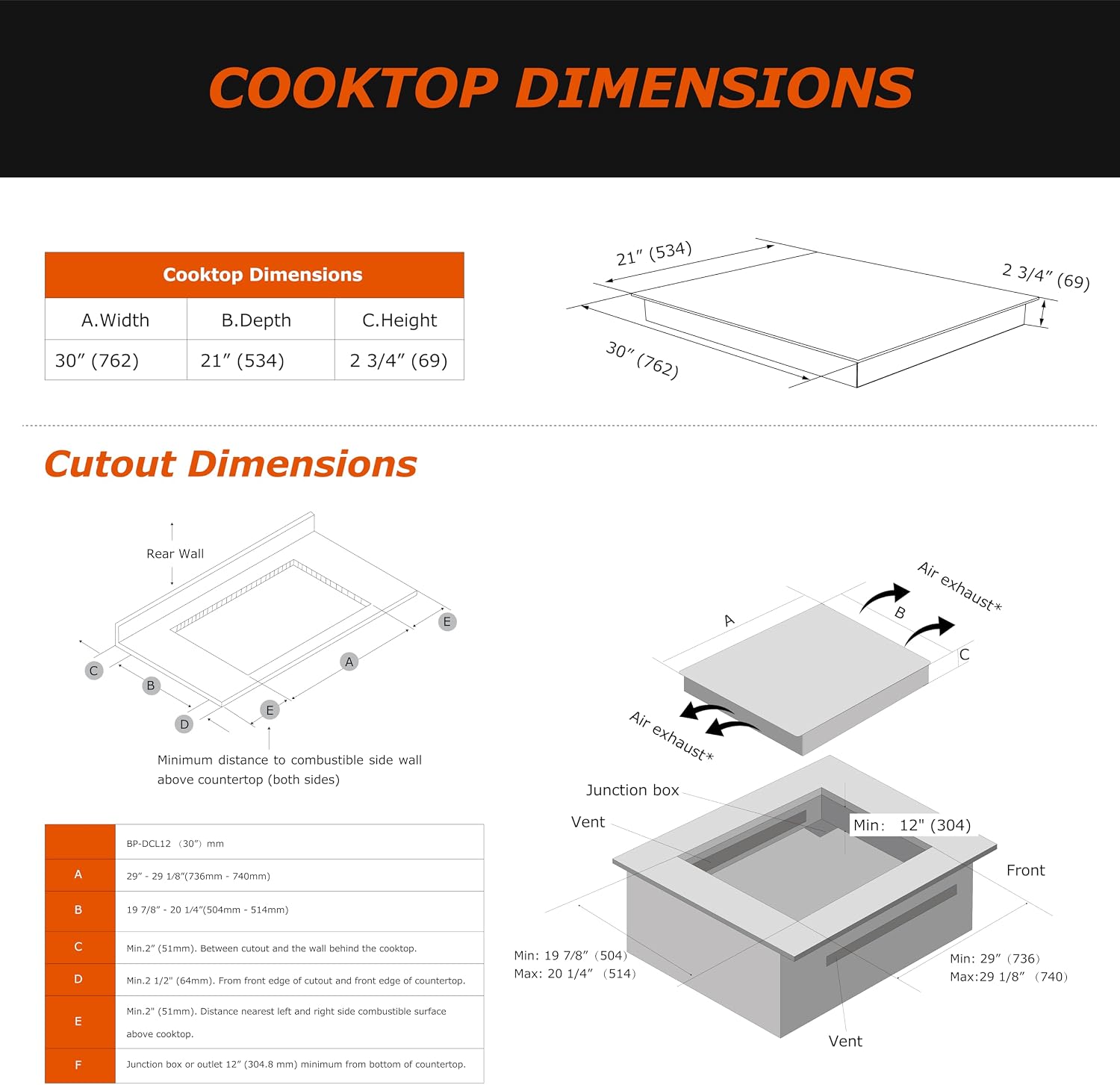 30 Inch Induction Cooktop 4 Burners, Flat Glass Top Electric Stove with Bridge-SYNC, 3 Preset Modes Booster, Timer, Pause, Child Lock, Drop in, 208~240V/40A, Black