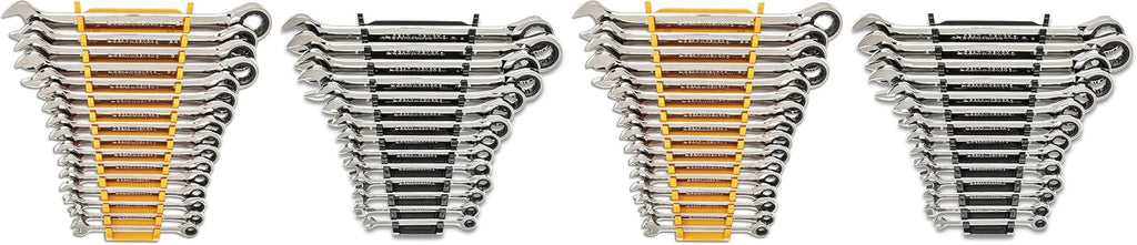 GEARWRENCH 30 Piece 12 Point Ratcheting Combination SAE/Metric (1/4-1 in., 8-24 mm) Wrench Set with Wrench Racks - 86702 (Pack of 2)