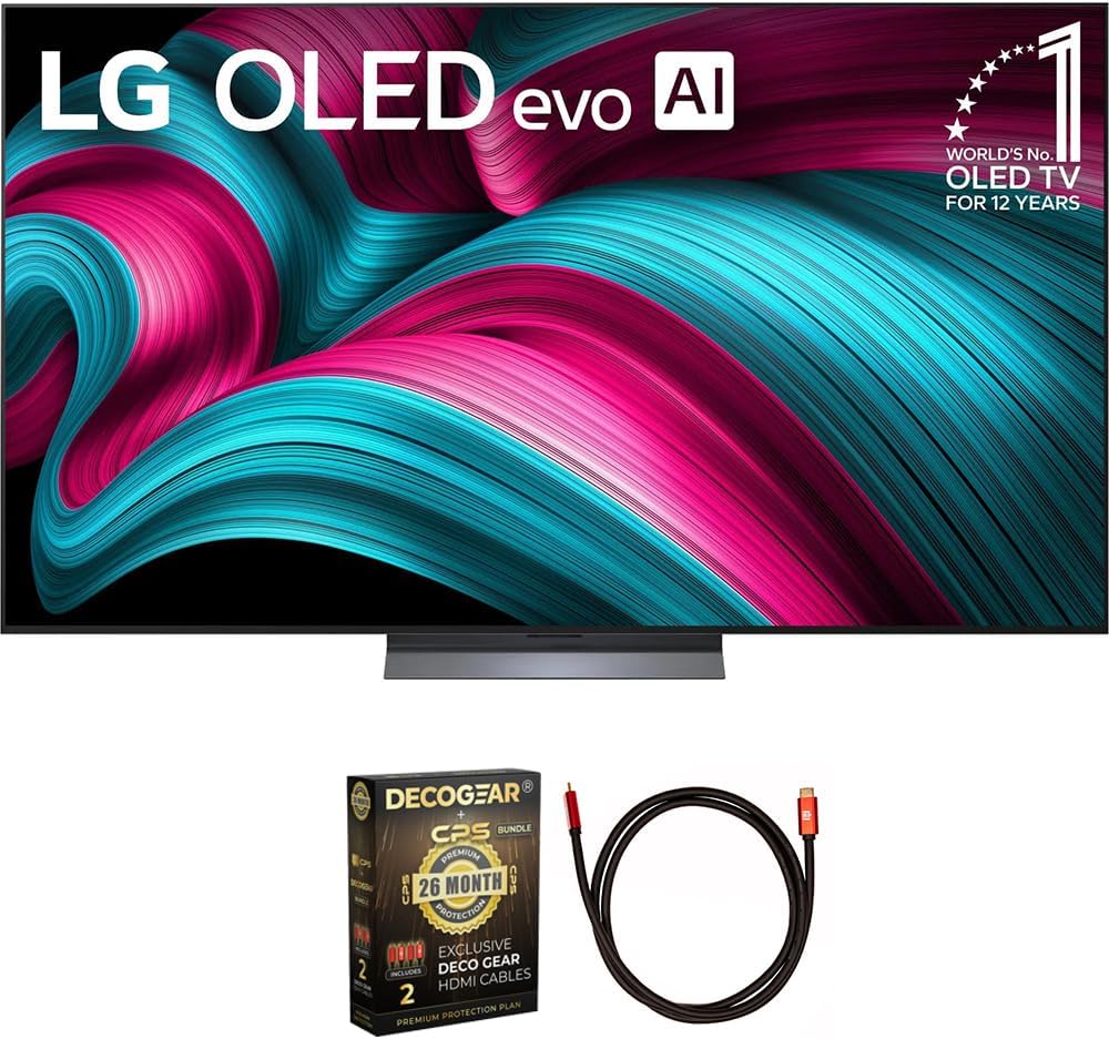 LG OLED77C5PUA 77 Inch Class C5 Series OLED evo 4K UHD Smart webOS TV 2025 (Renewed) Bundle with Deco Gear 6FT HDMI 2.0 Cable and CPS Exclusive 26 Month Protection Pack (BEACH-CPS-26M3500)