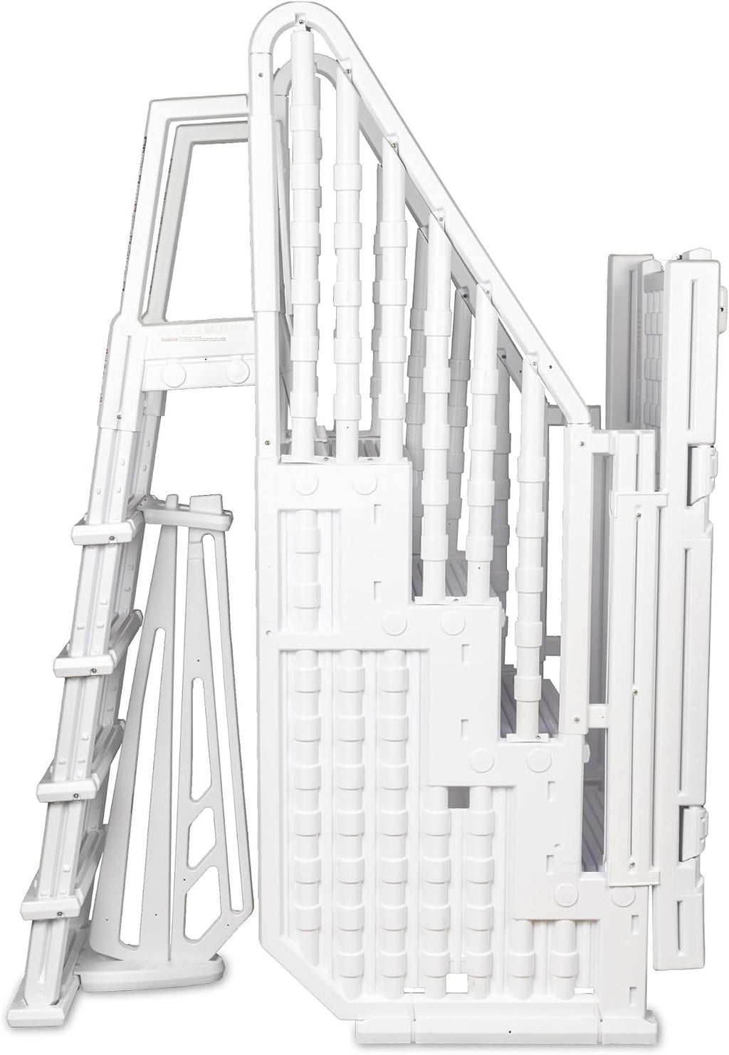 Blue Wave Easy Pool Entry System for 48 to 54-in Deep Above Ground Pools – Secure Pool Steps & Ladder Set w/Lockable Gate, Rust-Resistant Vinyl, Handrails, Anti-Entrapment Barrier – 350-lbs Cap.