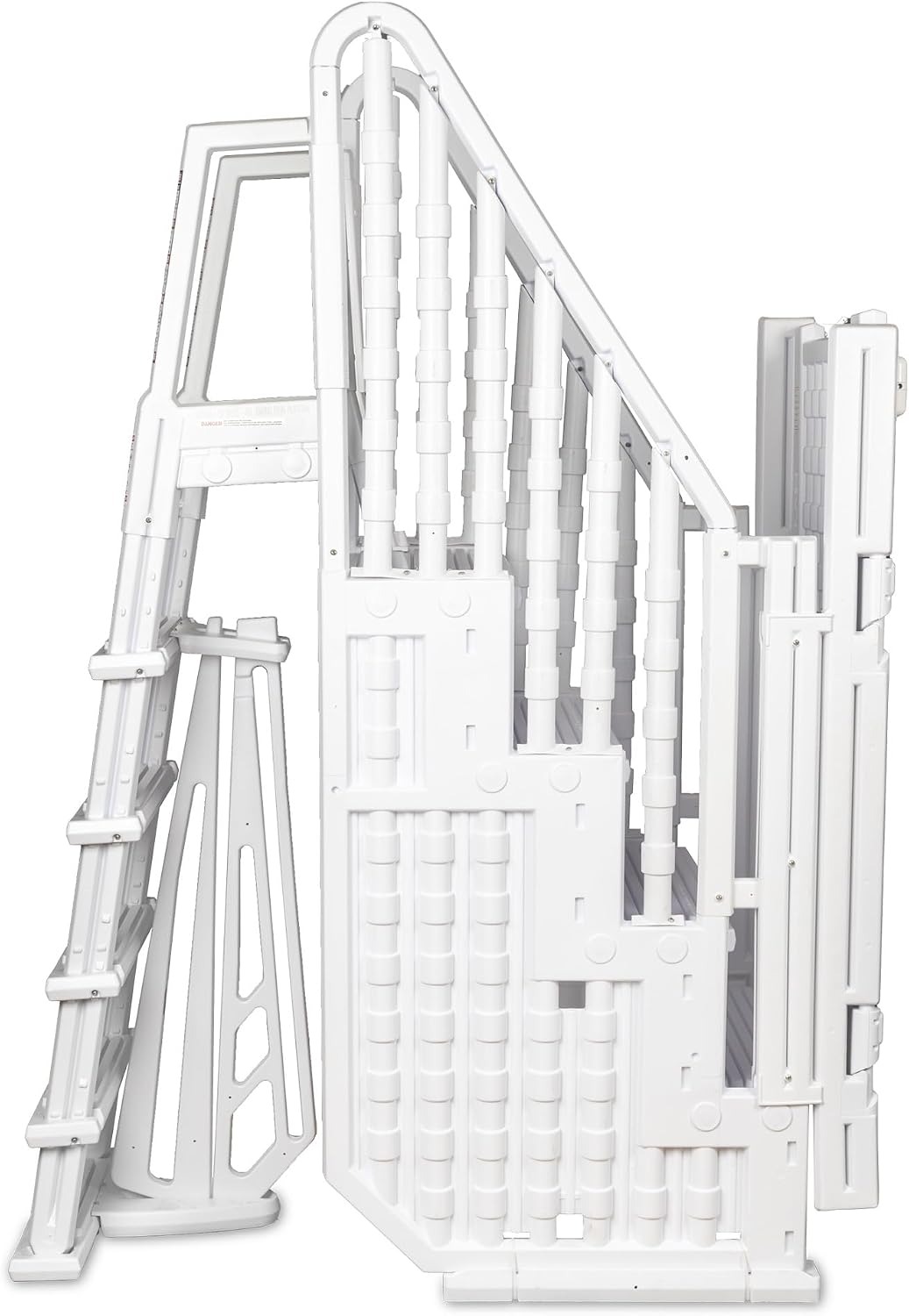 Blue Wave Easy Pool Entry System for 48 to 54-in Deep Above Ground Pools – Secure Pool Steps & Ladder Set w/Lockable Gate, Rust-Resistant Vinyl, Handrails, Anti-Entrapment Barrier – 350-lbs Cap.
