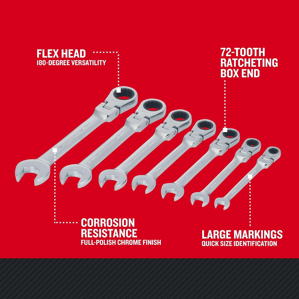 CRAFTSMAN Ratchet Set, 72-Tooth, 180 Degree Flexi Head Design, Solid Chrome Finish (CMMT87009), 7 Count (Pack of 6)