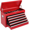 Winado 24' Metal Tool Box, Portable 5 Drawers Toolbox with Top Storage Tray, Carry Handle, Ball Bearing Runners, Lockable Tool Chest Cabinet for Garage, Warehouse, Repair Shop & Home, Red