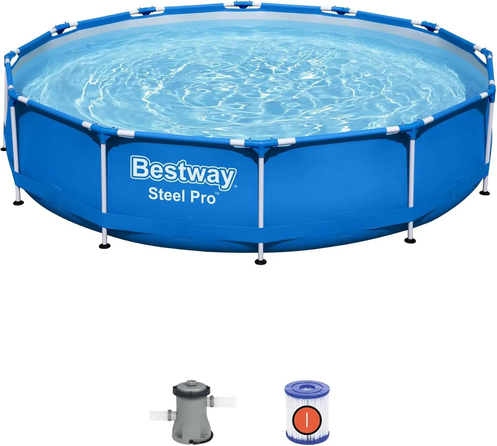 Bestway Steel Pro 12' x 30' Round Above Ground Pool Set | Includes 330gal Filter Pump