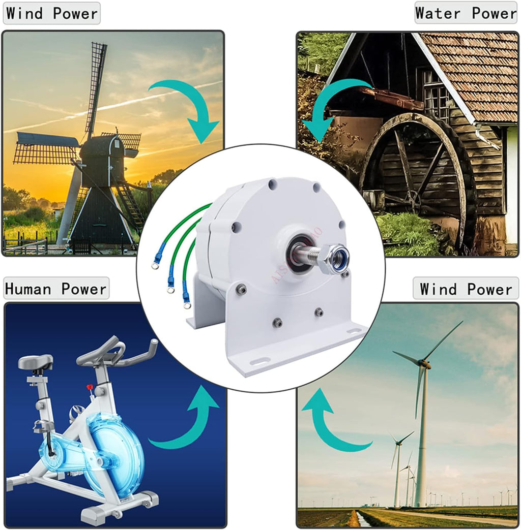 Gearless Permanent Magnet Generator,3000W-9000W Low Speed 12V 24V 48V 220V Ac Alternator for Water Conservancy and Wind Power (with Base)