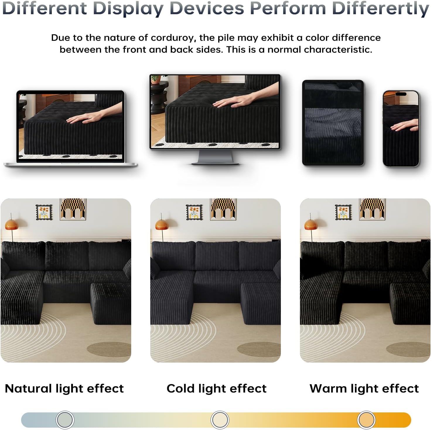 108' U-Shape Modular Sectional Cloud Couch with Ottoman, Deep Seat Boneless Couch with Oversized Chaise Lounge, Comfy Flannel Fabric Sofa for for Living Room Bedroom Apartment Game Room Basement