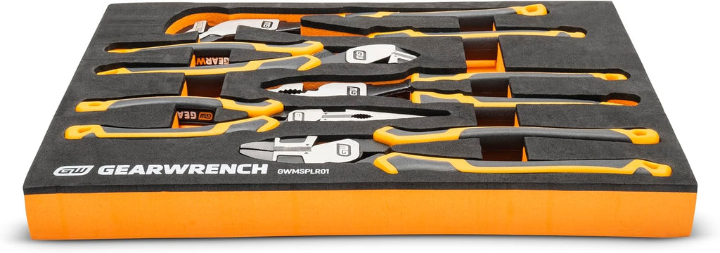 GEARWRENCH 5 Piece PITBULL Cushion Grip Pliers Set in Foam Storage Tray - GWMSPLR01