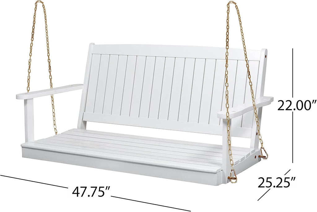 Outdoor Double Solid Wood Swing Chair, Thickened Teak Wood with backrest, Courtyard Balcony Hanging Leisure Rocking Chair, Decorating a Warm Home