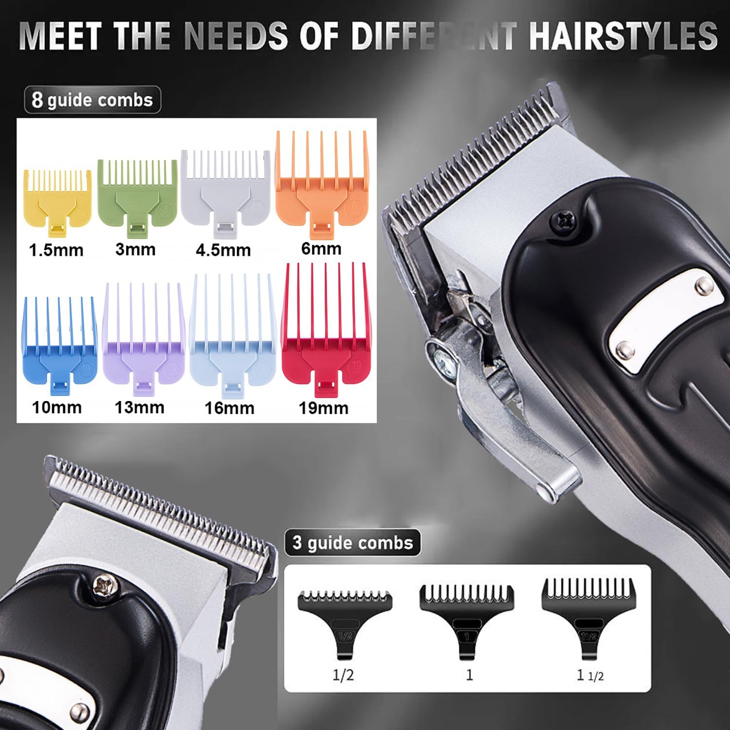 Roziapro Professional Hair Clippers for Men Zero Gapped T-Blade Trimmer Cordless Nose Hair Trimmer Electric Foil Shaver Rechargeable Hair Grooming Set with LED Display (Black)