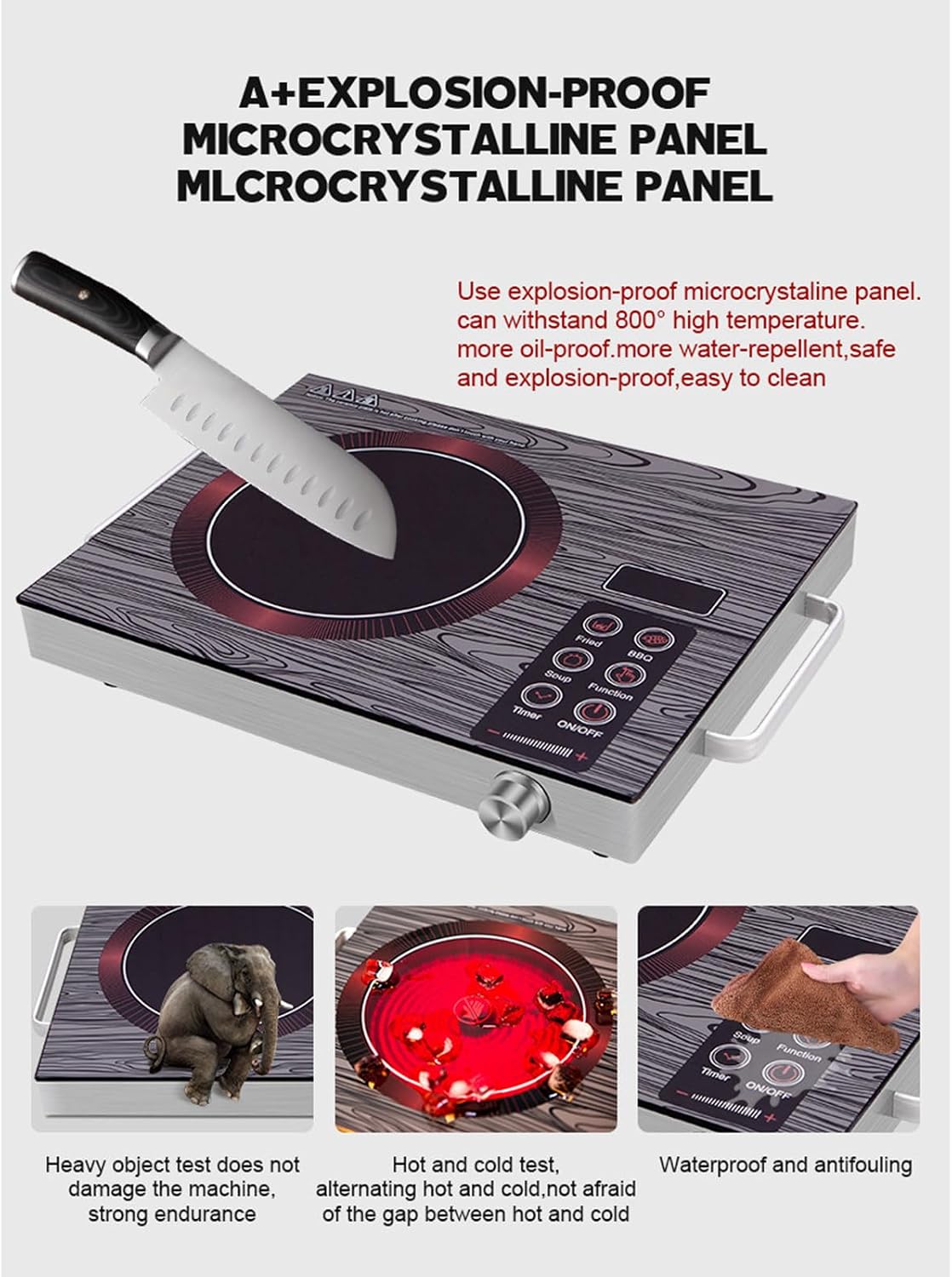 3500W Portable Induction Cooktop Timer Temperature Control Induction Cooktop Intelligent Touch Control Heating Plate for Kitchen Cooking