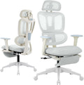 Ergonomic Mesh Office Chair with Retractable Footrest - High Back Computer Chair, Lumbar Support, Adjustable Armrest and Headrest, Durable Base - Multifunctional Home Office Desk Chair for Adults