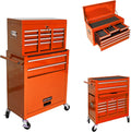 8-Drawer Tool Chest,Rolling Tool Box with Detachable Top Toolbox & Key Lock,Tool Cabinet with Universal Lockable Wheels,Lock Bar,Protective Liner,Metal Storage Cart for Garage,Workshop (Orange)