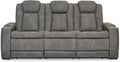 Signature Design by Ashley Next-Gen DuraPella Modern Faux Leather Power Reclining Sofa with Adjustable Headrest, Gray