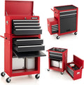 ERGOMASTER Rolling Tool Chest Cabinet Big Capacity Storage with Wheels and Lock Key, Portable Tool-Box Organizer with Sliding Drawers - 6 Drawers & BlackRed