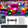 LG 65UA7700PUB 65 Inch UA77 LED AI 4K UHD Smart webOS TV 2025 Bundle with SKM1 2.0 Ch. Soundbar, 37'-70' TV Wall Mount, 6-Outlet Surge Adapter & Deco Gear Complete Home Theater Beginner's Guidebook