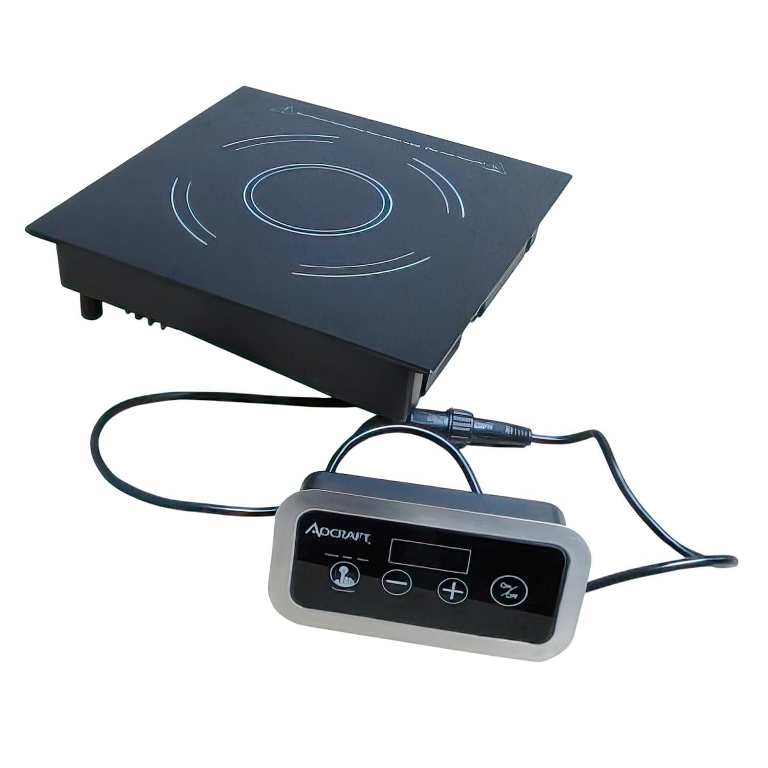 Adcraft Drop-In Induction Range Cooker with Remote Control and Ceramic Glass Surface, Fast Heating with 180-Min Timer, 120V, Gray