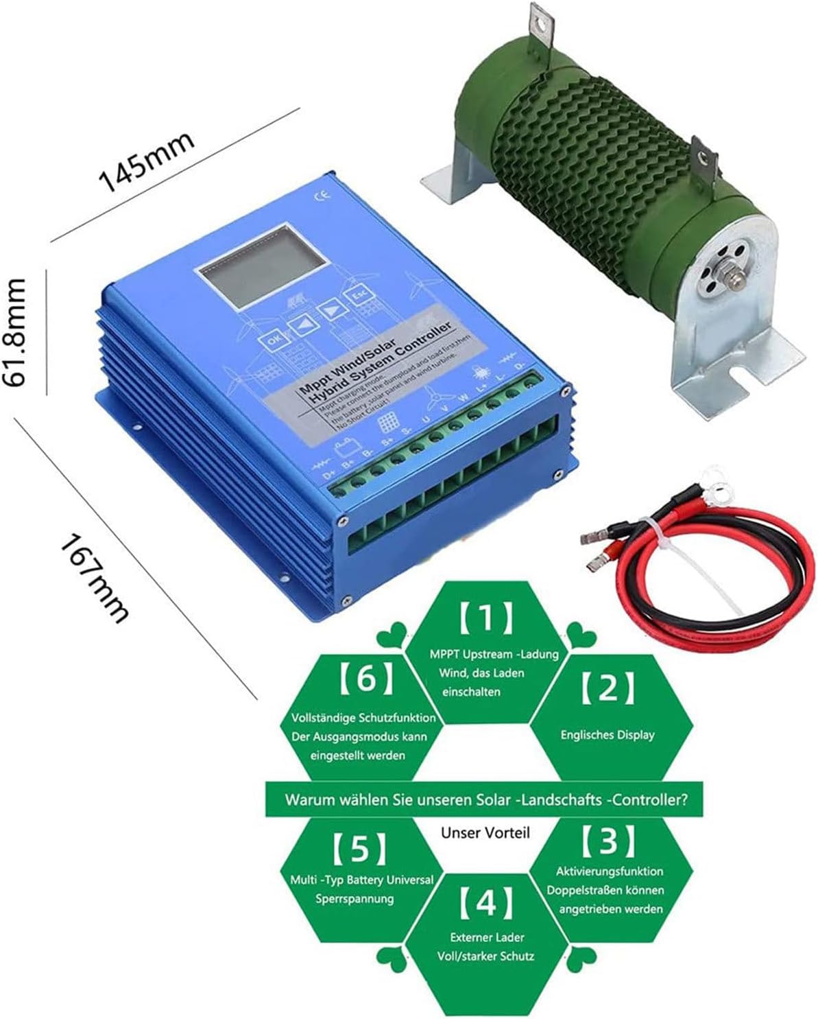 3000W/4000W/5000W Wind&Solar Hybrid System MPPT Charge Controller Solar Controller Wind Turbine 12V/24V/48V Auto Regulator Home Use Wind Generator,3000W-12V