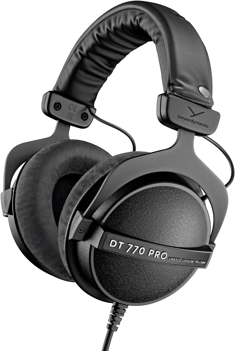 beyerdynamic DT 770 PRO, 80 Ohm, Closed Back, Over Ear, Wired Professional Studio Headphones, Home Recording, Podcast, Monitor, 3m Straight Cable, Black with Limited Edition Black Velour Ear Pads