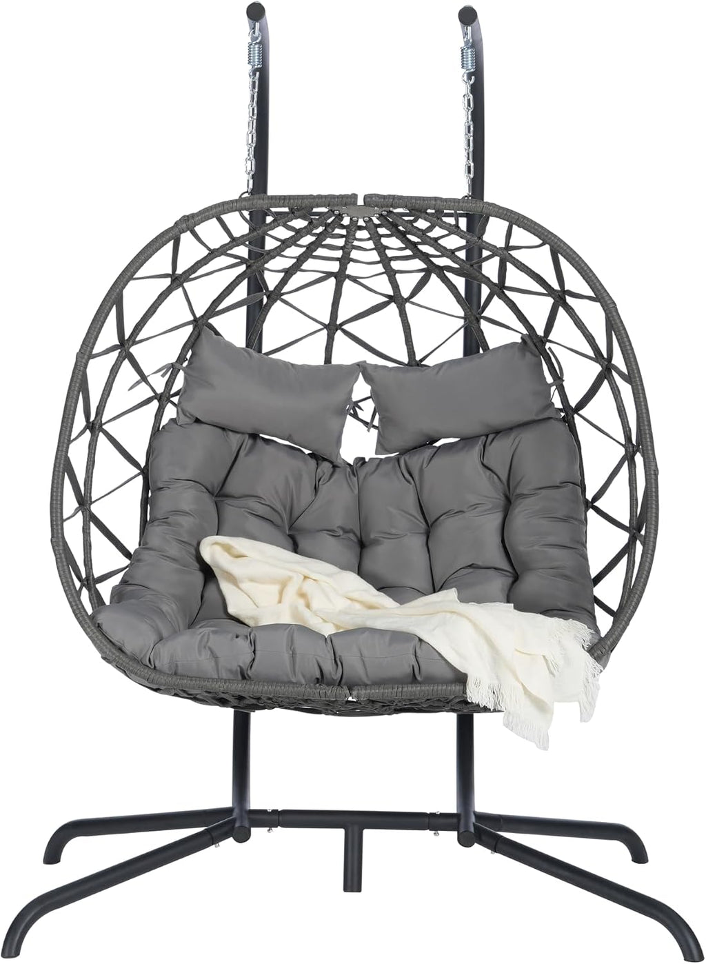 Lazy Daze Hammocks 2 Person Outdoor Rattan Hanging Chair Patio Wicker Egg Chair