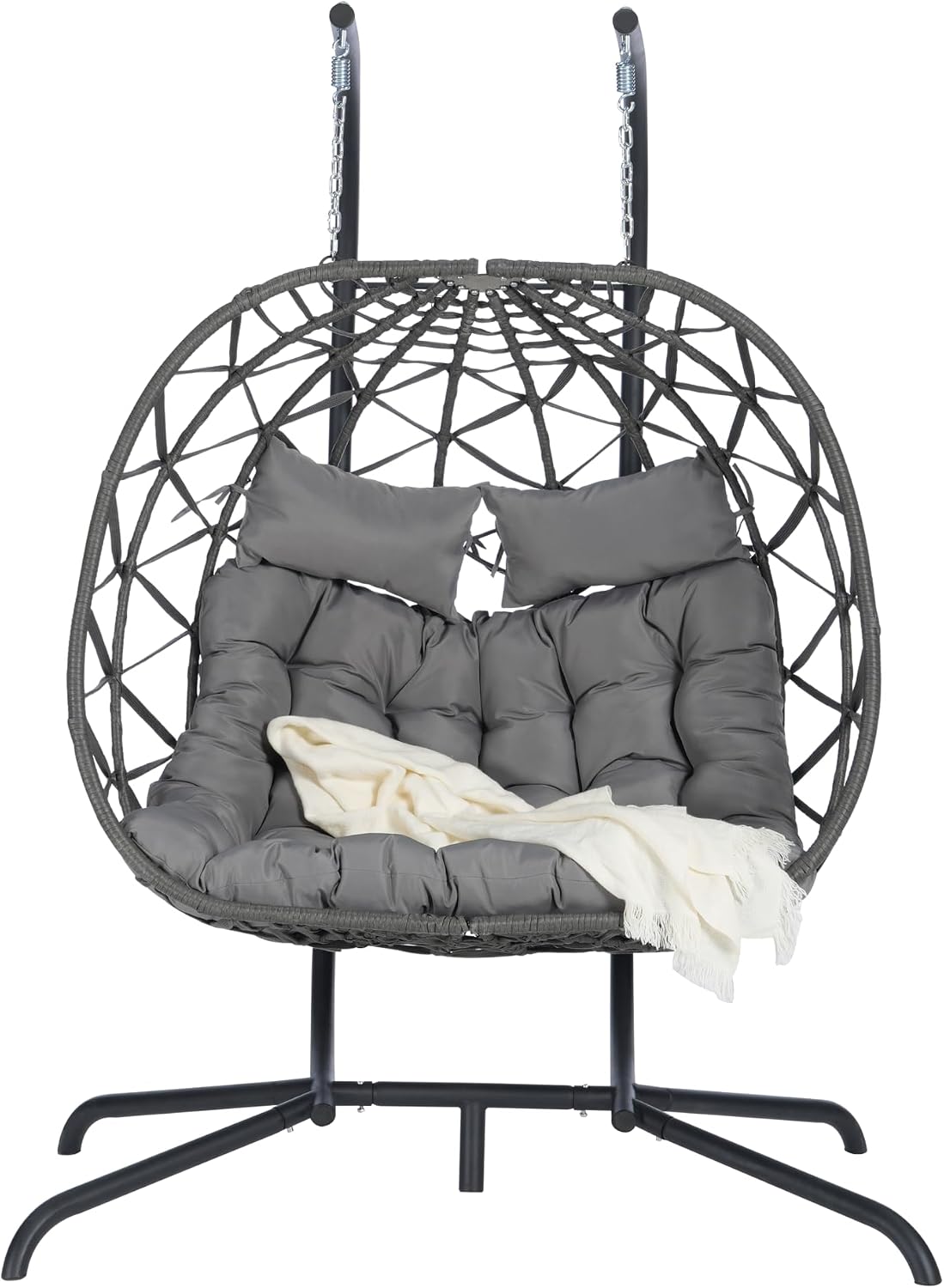 Lazy Daze Hammocks 2 Person Outdoor Rattan Hanging Chair Patio Wicker Egg Chair