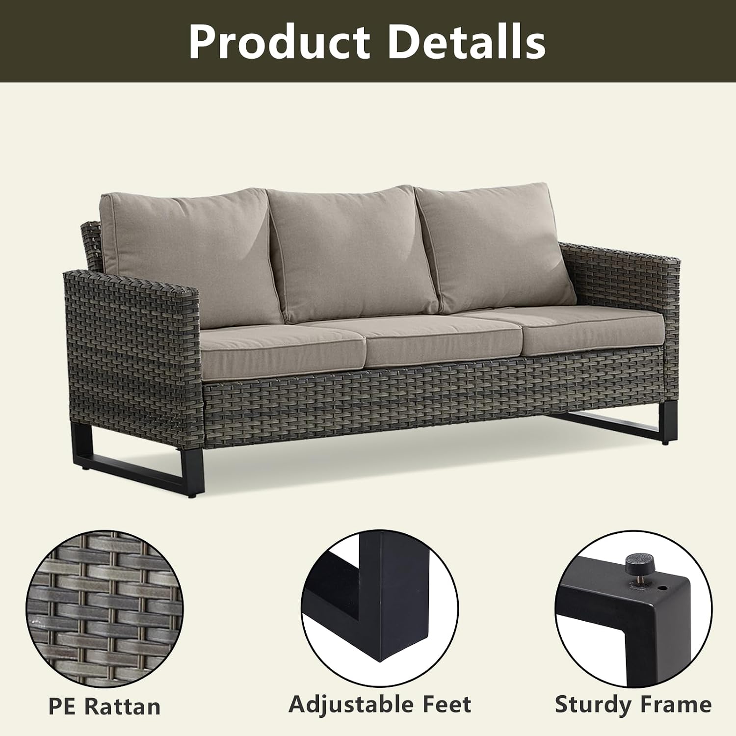 Rilyson Luxury Wicker Outdoor Patio Furniture Set of 5-5 Piece Patio Conversation Set with 2 Swivel Rocker Chairs,2 Rattan Ottoman and 1 Couch for Outside Porch Deck Backyard Garden(Mixed Grey/Beige)