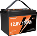 12V 100Ah LiFePO4 Lithium Battery Built-in 100A BMS 1280Wh Rechargeable 8000+ Deep Cycle Marine 12 Volt Lithium Batteries for RV Camping Solar Off-Grid