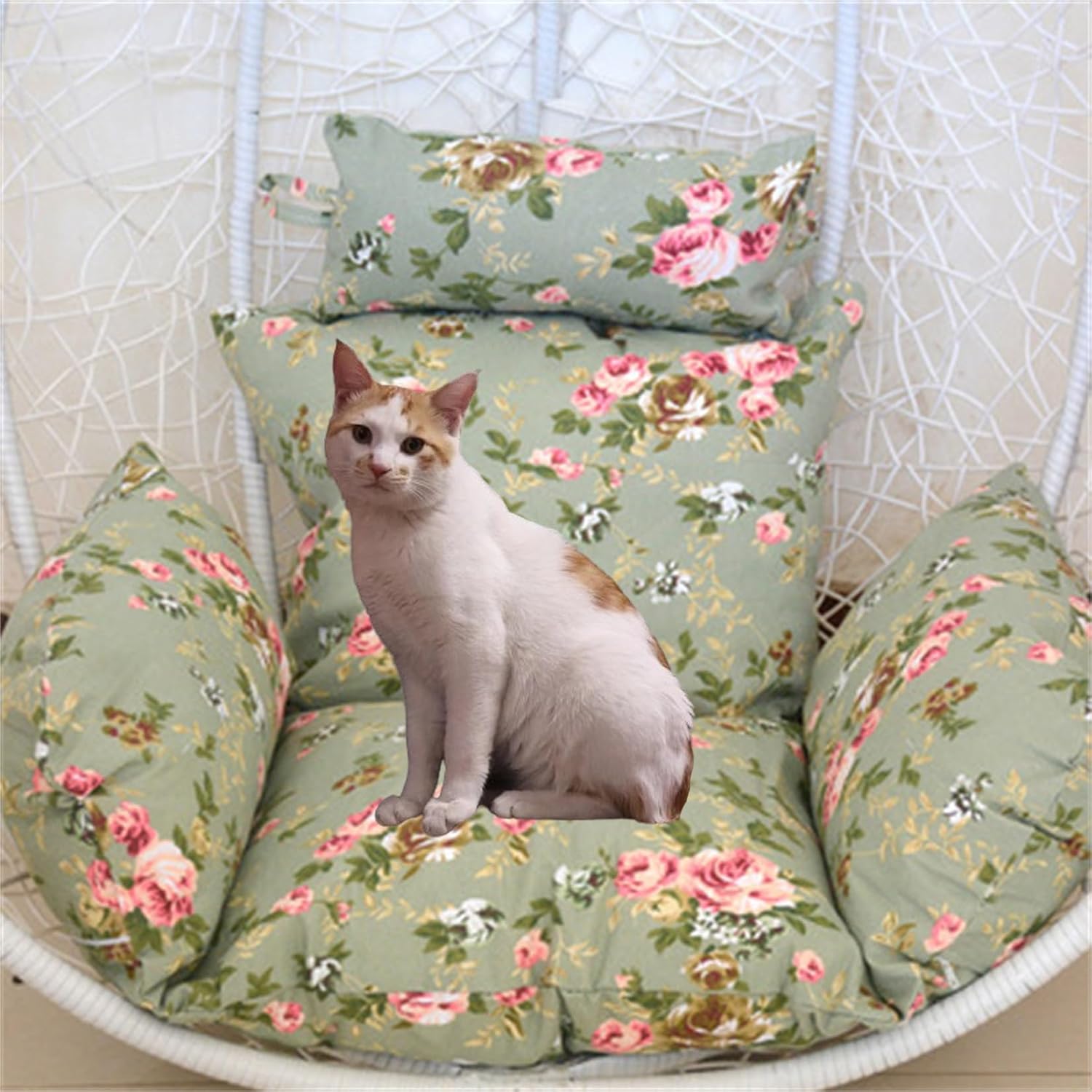 Egg Chair Cushion, Soft and Comfortable Hanging Basket Chair Cushion, Outdoor Recreation Egg Swing Chair Cushion(Azalea Green)