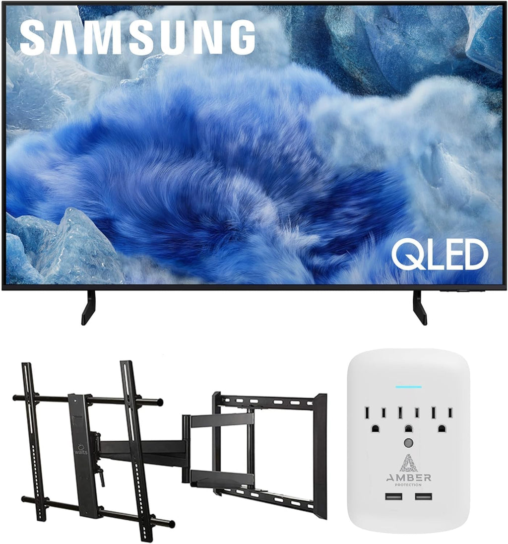 Samsung QN50Q8FAAFXZA 50 Inch Class QLED Q8F 4K Vision AI Smart TV with a Walts Large/Extra Large Full Motion Mount for 43'-90' TVs and Amber Protection 3-Outlet-Surge Surge Protector (2025)